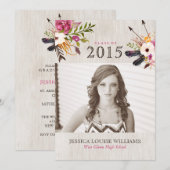 Bohemian Bouquet Graduation Invitations Kaart (Voorkant / Achterkant)