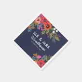 Bohemian Bouquet - Navy Blue Mr. & Mrs Wedding Servetten (Hoek)