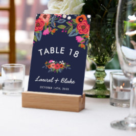 Bohemian Bouquet - Navy Blue Wedding Kaart