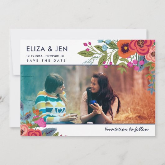 Bohemian Bouquet Photo Save the Date (Voorkant)