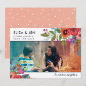 Bohemian Bouquet Photo Save the Date (Voorkant / Achterkant)