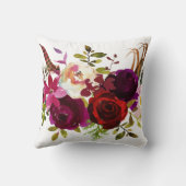 Bohemian Bourgondië Marsala Rood Wit Roze Bloemen Kussen (Achterkant)