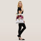 Bohemian Bourgondië Marsala Waterverf Bloemen Tote Bag (Op model)