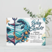 Bohemian Boy's Blue-Baby shower Kaart (Staand voorkant)