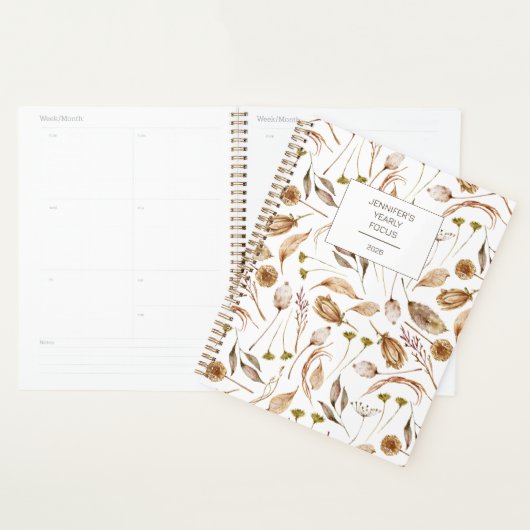 Bohemian Brown & White Floral Planner (Display)