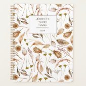 Bohemian Brown & White Floral  Planner (Voorkant)
