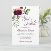 Bohemian Burgundy Feather Wedding | Aankondiging (Staand voorkant)