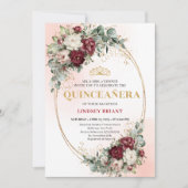Bohemian Burgundy Peonies Eucalyptus Quince Invite Kaart (Voorkant)