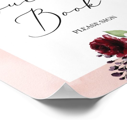 Bohemian burgundy roze goudfloreistoeteken poster (Hoek)