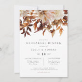 Bohemian Burnt Oranje Herfst Floral Rehearsal Dinn Kaart (Voorkant)