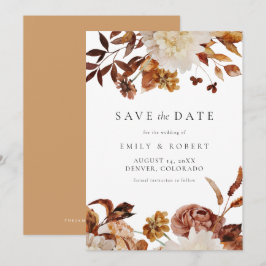 Bohemian Burnt Oranje Herfst Floral Save the Date Kaart