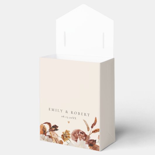 Bohemian Burnt Oranje Herfst Floral Wedding Bedankdoosjes (Geopend)