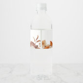 Bohemian Burnt Oranje Herfst Floral Wedding Waterfles Etiket (Achterkant)