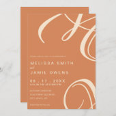 Bohemian Burnt Oranje Modern Minimalist Weddenscha Kaart (Voorkant / Achterkant)