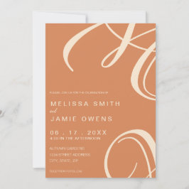 Bohemian Burnt Oranje Modern Minimalist Weddenscha Kaart