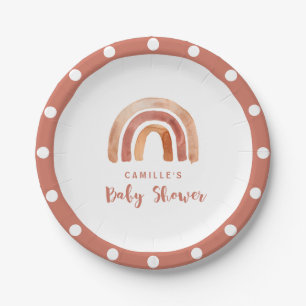 Bohemian Burnt Oranje Rainbow-Baby shower Papieren Bordje