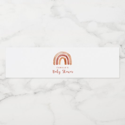 Bohemian Burnt Oranje Rainbow-Baby shower Waterfles Etiket (Enkel label)