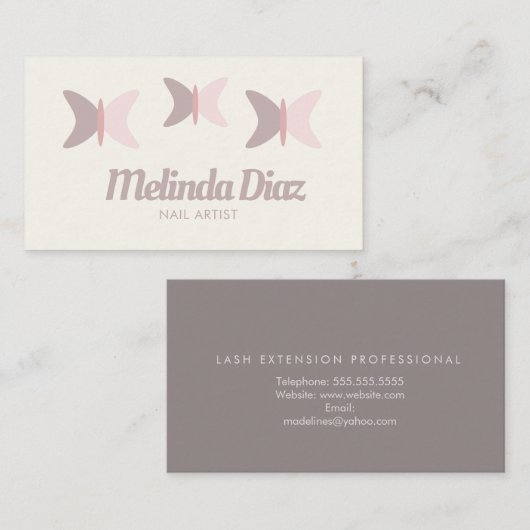 Bohemian Butterflies Beauty Eyelashes Salon Visitekaartje (Voorkant / Achterkant)