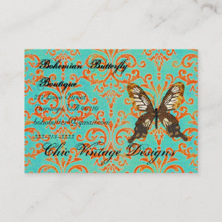 Bohemian Butterfly Boutique Turqoise & Oranje Dama Visitekaartje