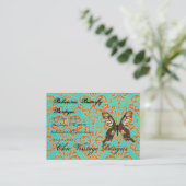 Bohemian Butterfly Boutique Turqoise & Oranje Dama Visitekaartje (Staand voorkant)