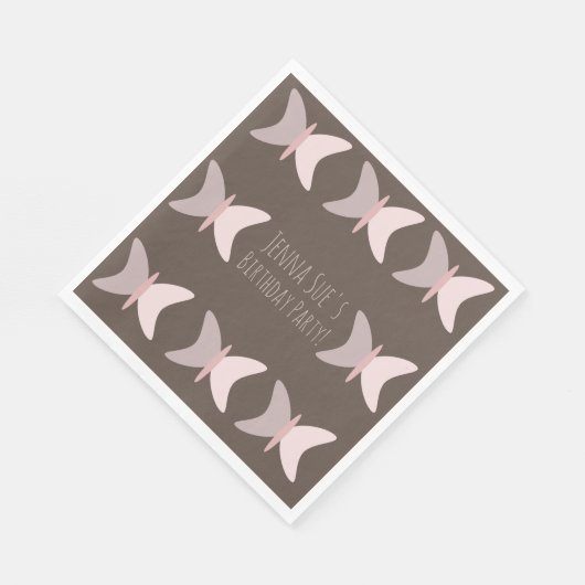 Bohemian Butterfly Pastel Pink Birthday Servet (Hoek)