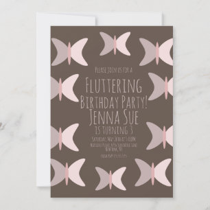 Bohemian Butterfly Pastel Pink Birthday Uitnodigin Kaart