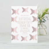 Bohemian Butterfly Pastel Pink Birthday Uitnodigin Kaart (Staand voorkant)