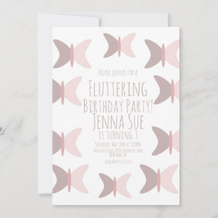 Bohemian Butterfly Pastel Pink Birthday Uitnodigin Kaart