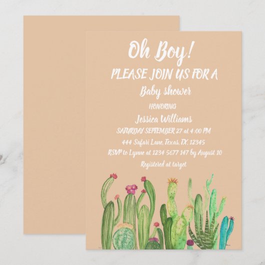 Bohemian Cactus Arizona Earth Tone Waterverf Kaart (Voorkant / Achterkant)