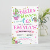 Bohemian Cactus Blossom Eén eerste verjaardag Kaart (Staand voorkant)