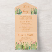 Bohemian Cactus Desert Baby shower Boy Earth Tone All In One Uitnodiging (Binnen)