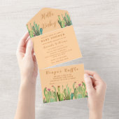 Bohemian Cactus Desert Baby shower Geslacht Neutra All In One Uitnodiging (Afscheurbaar)