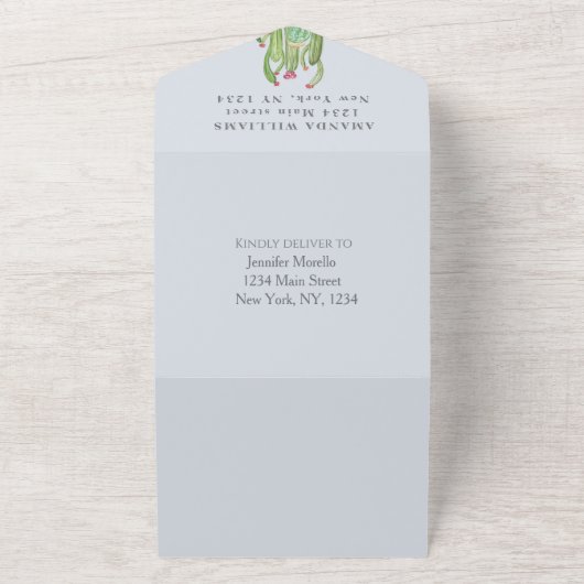 Bohemian Cactus Desert Baby shower Geslacht Neutra All In One Uitnodiging (Buitenkant)