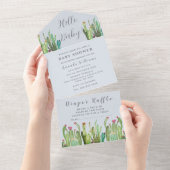 Bohemian Cactus Desert Baby shower Geslacht Neutra All In One Uitnodiging (Afscheurbaar)