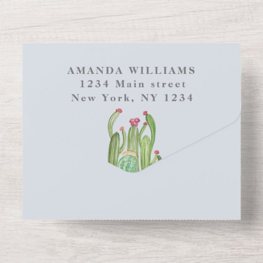 Bohemian Cactus Desert Baby shower Geslacht Neutra All In One Uitnodiging (Achterkant)