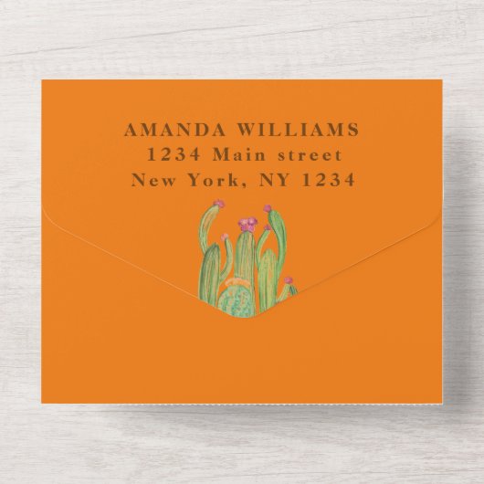 Bohemian Cactus Desert Baby shower Geslacht Neutra All In One Uitnodiging (Achterkant)