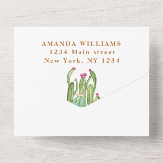 Bohemian Cactus Desert Baby shower Geslacht Neutra All In One Uitnodiging (Achterkant)