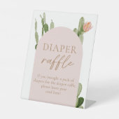 Bohemian Cactus Desert Diaper Raffle Sign Reclamebord Met Voetstuk (Voorkant)