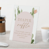 Bohemian Cactus Desert Diaper Raffle Sign Reclamebord Met Voetstuk (Insitu)