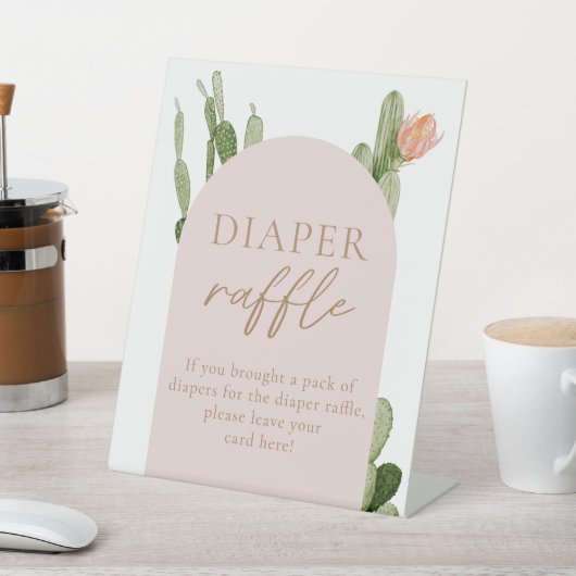 Bohemian Cactus Desert Diaper Raffle Sign Reclamebord Met Voetstuk (Insitu)
