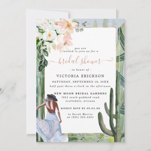 Bohemian Cactus Desert Floral Vrijgezellenfeest In Kaart (Voorkant)