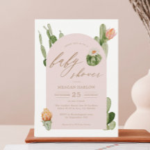 Bohemian Cactus Desert Pink Baby shower Uitnodigin