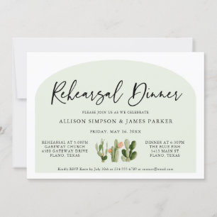 Bohemian Cactus Desert Rehearsal Dinner Invitation Kaart