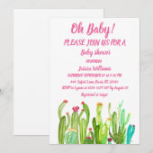 Bohemian Cactus Pink Boy Girl Waterverf Baby Kaart (Voorkant / Achterkant)