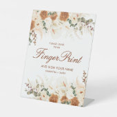 Bohemian Calla Lilies Fingerprint Guest Reclamebord Met Voetstuk (Voorkant)