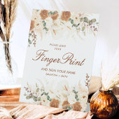 Bohemian Calla Lilies Fingerprint Guest Reclamebord Met Voetstuk