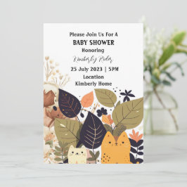 Bohemian Cat Baby shower Kaart