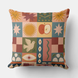 Bohemian Celestial Patchwork with Mystical Symbols Kussen