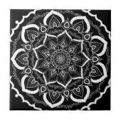 Bohemian Chic Black Henna Mehendi Mandala Pattern Tegeltje (Voorkant)