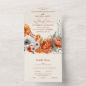 Bohemian Chic Bloemen Terracotta Bruiloft All In One Uitnodiging (Binnen)